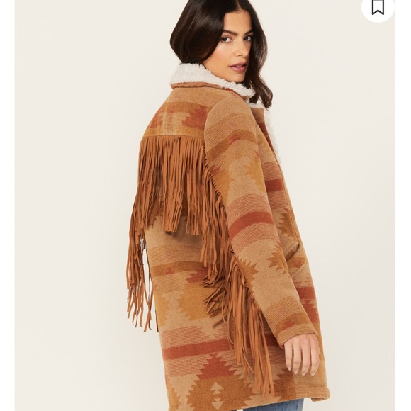 IDYLLWIND WOMEN'S NETTIE SHERPA COLLAR TONAL BLANKET COAT - Picture 4 of 5